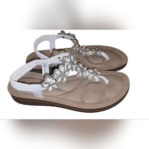 & Other Stories White Floral Embellished Sandals